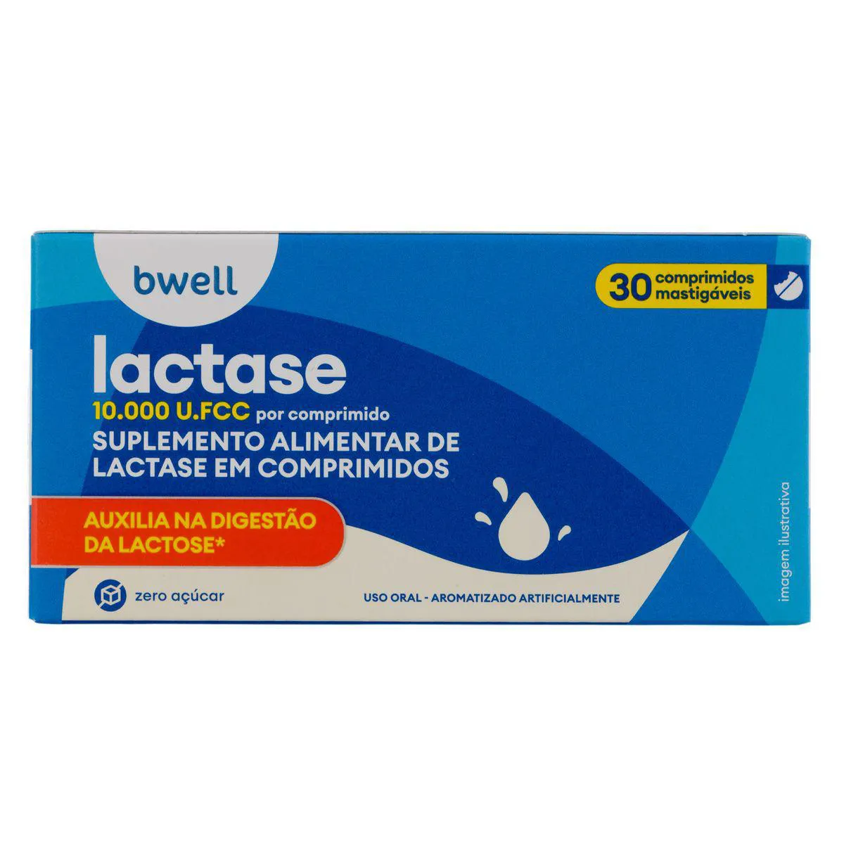 Lactase 10.000 FCC bwell 30 Comprimidos Mastigáveis