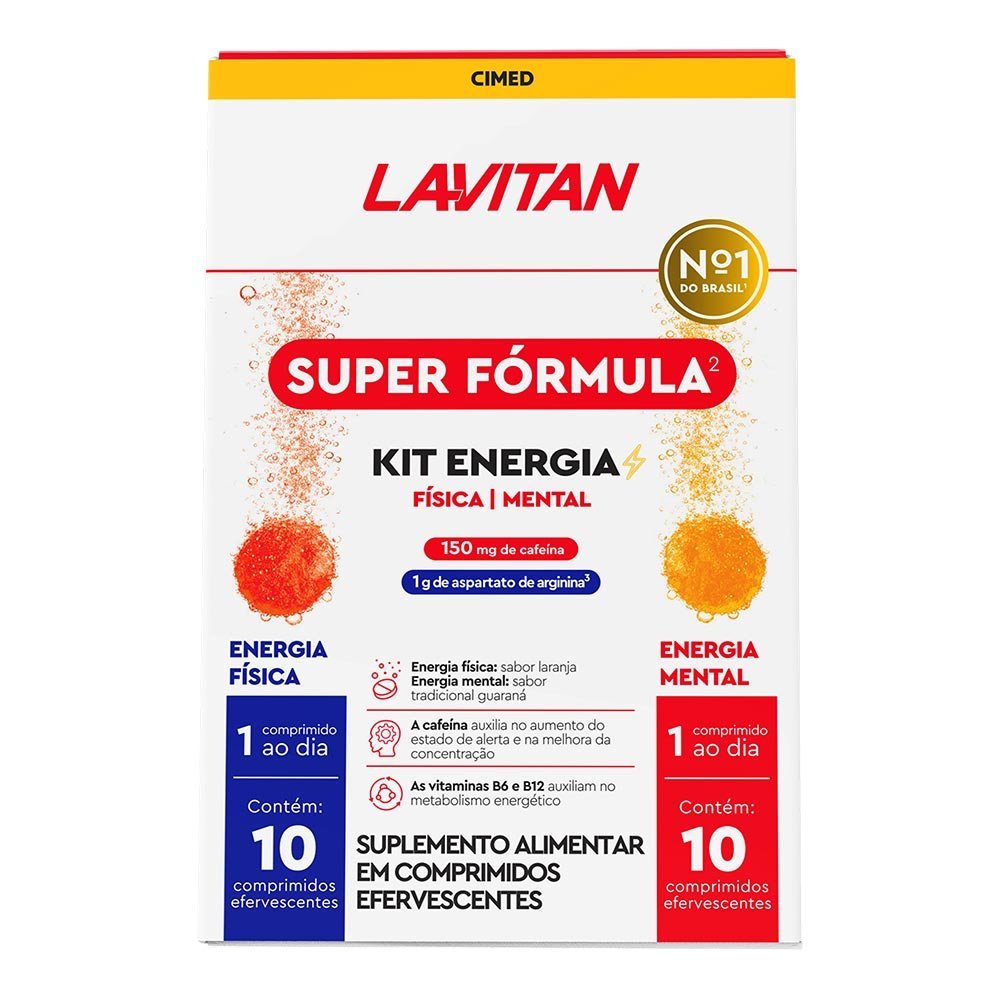 Lavitan Kit Físico e Mental 10 comprimidos efervescentes cada – Cafeína + Arginina