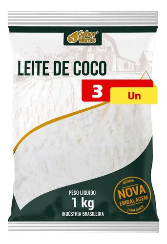 Leite de Coco em Pó Vegano 3 X 1kg Sabor Verde