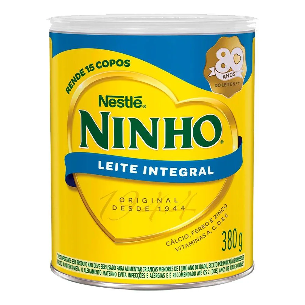 Leite em Pó Ninho Integral Lata 380g – Embalagem com 24 unidades