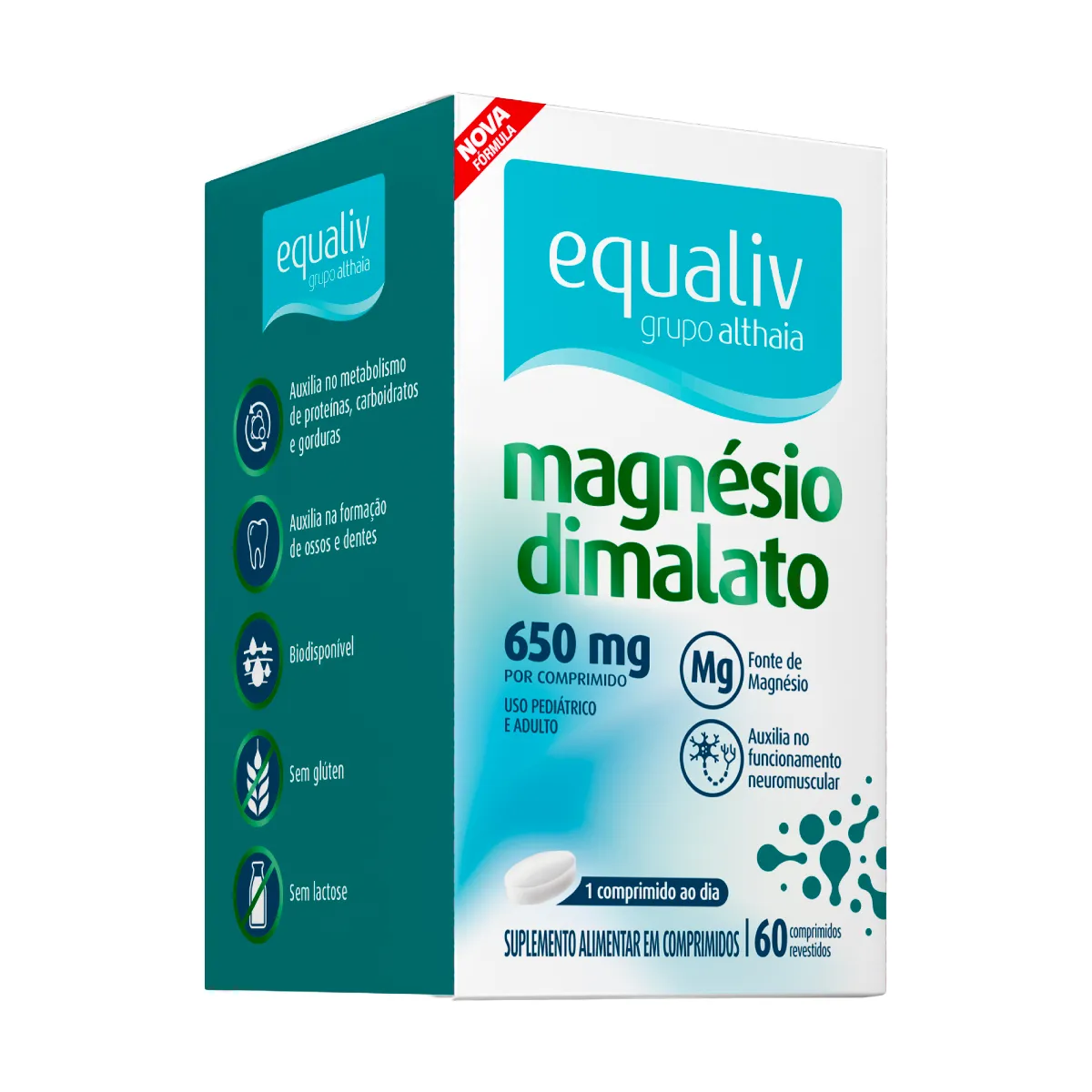 Magnésio Dimalato Equaliv 650 mg 60 comprimidos