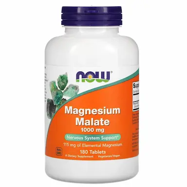 Magnésio Malato 1000MG Com 180 Tabletes – Now Foods