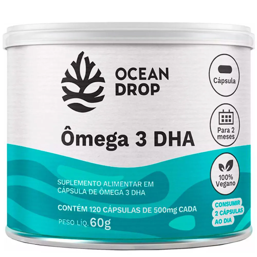Omega 3 Dha 100% Vegetal Vegano (120 Cápsulas) – Ocean Drop