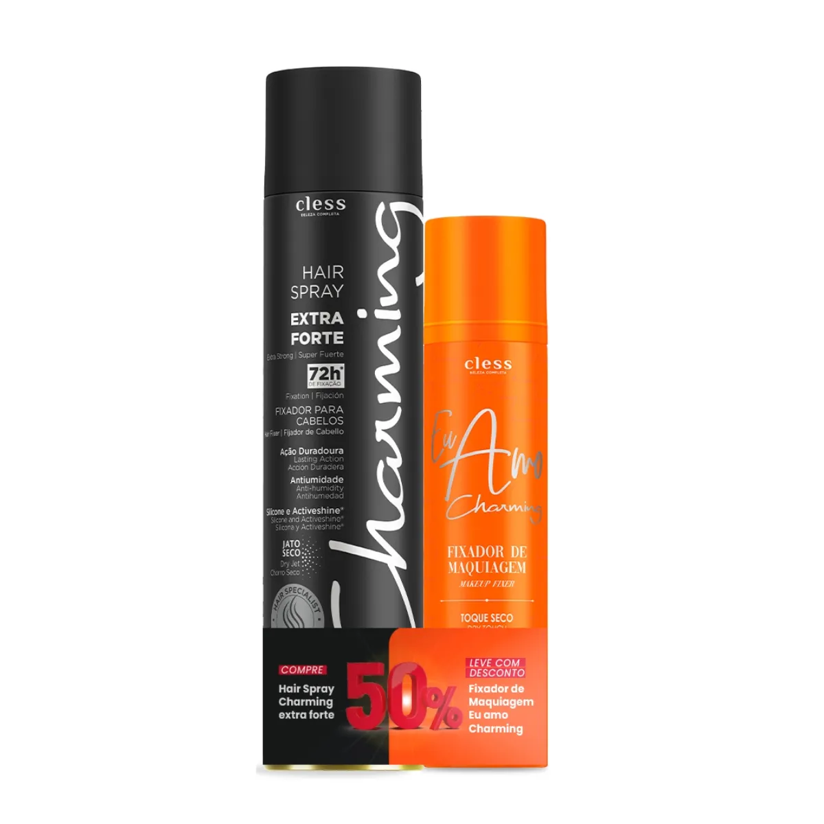 Pack Hair Spray Extra Forte 400 ml+ Fixador de Maquiagem 150ml Charming