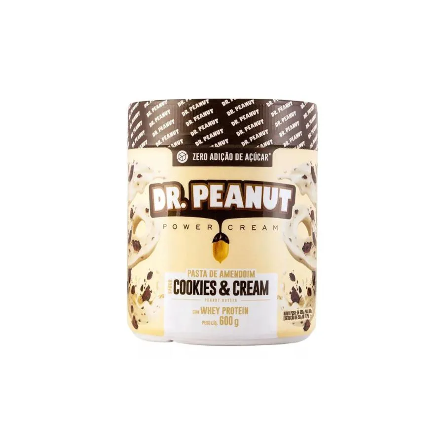 PASTA DE AMENDOIM COOKIES E CREAM DR PEANUT NOVOS SABORES WHEY GOURMET 600G