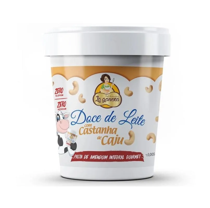 Pasta de Amendoim Integral Gourmet (1,05Kg) – Sabor: Doce de Leite C/ Castanha de Caju