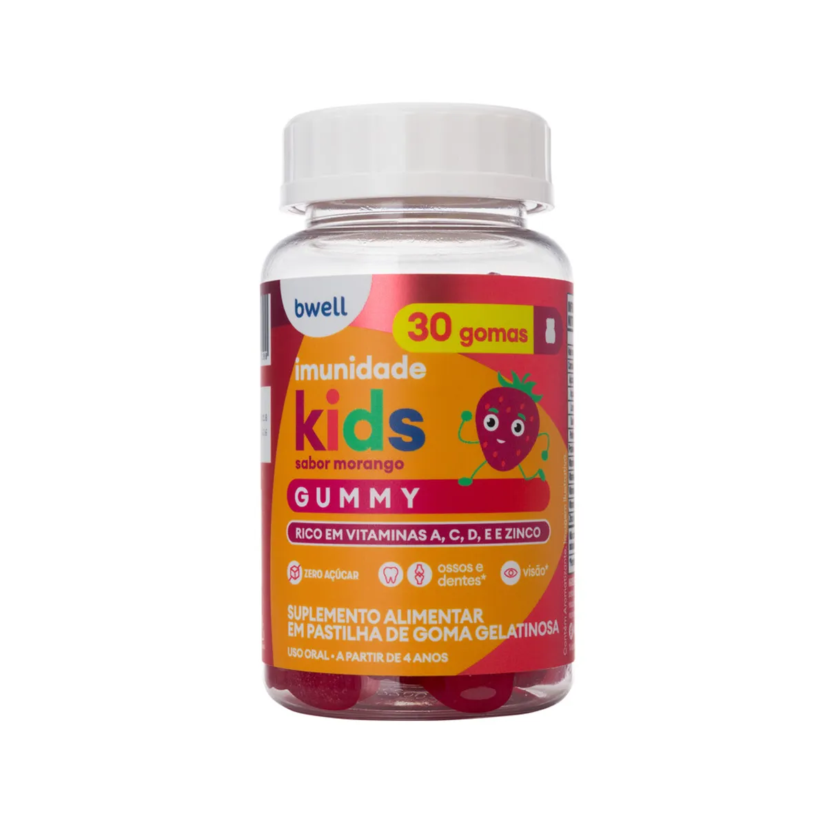 Polivitamínico Bwell Kids Imunidade Gummy Morango 30 gomas