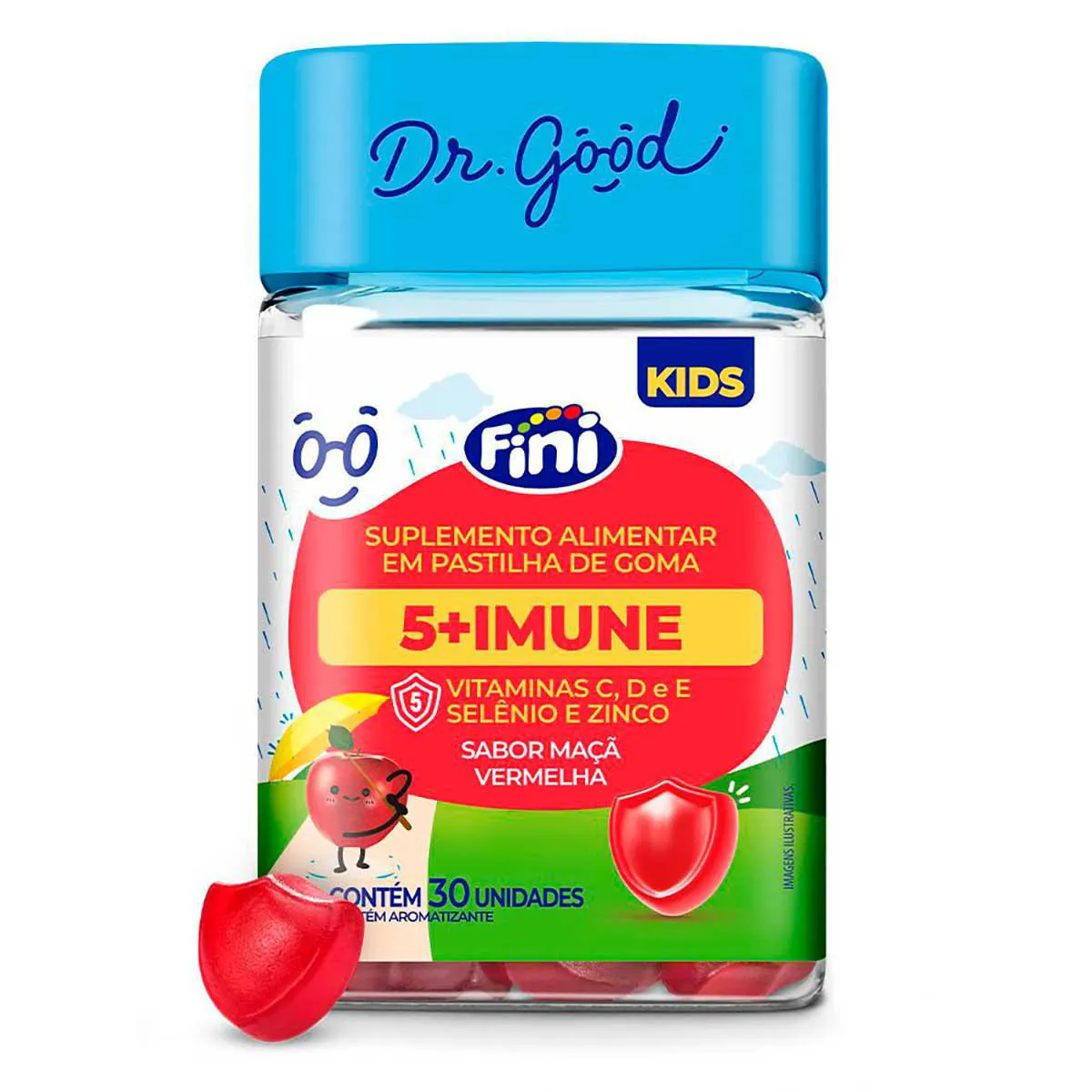 Polivitamínico Dr. Good 5+Imune Kids Maçã Vermelha Infantil 30 gomas