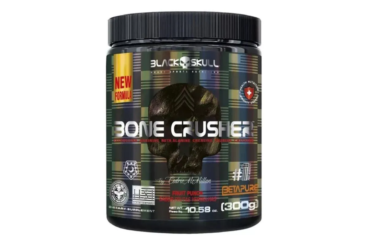 Pré-treino Bone Crusher 300g Frutas Vermelhas – Black Skull