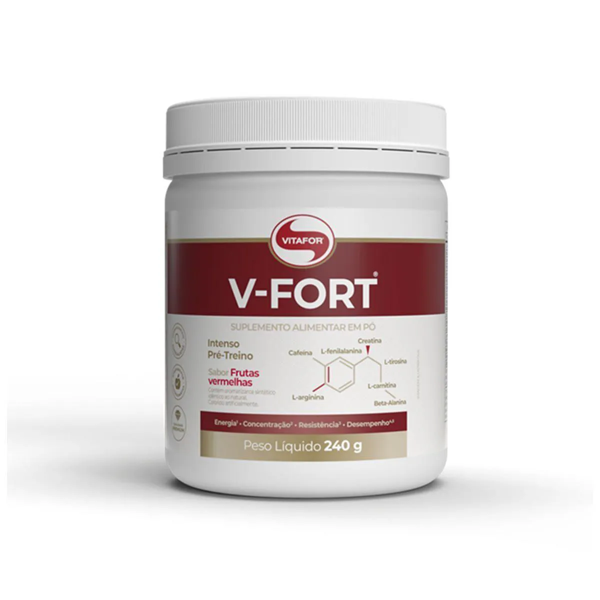 Pré-Treino Intenso Vitafor V-Fort Frutas Vermelhas 240g