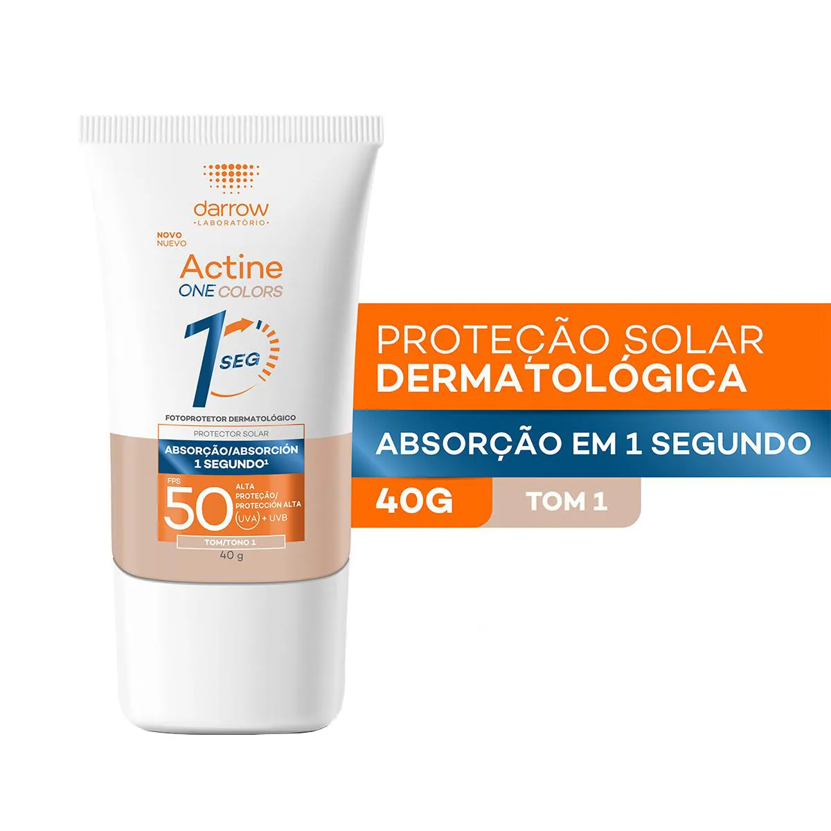 Protetor Solar Facial Darrow Actine One Colors FPS 50 Tom 1 40g