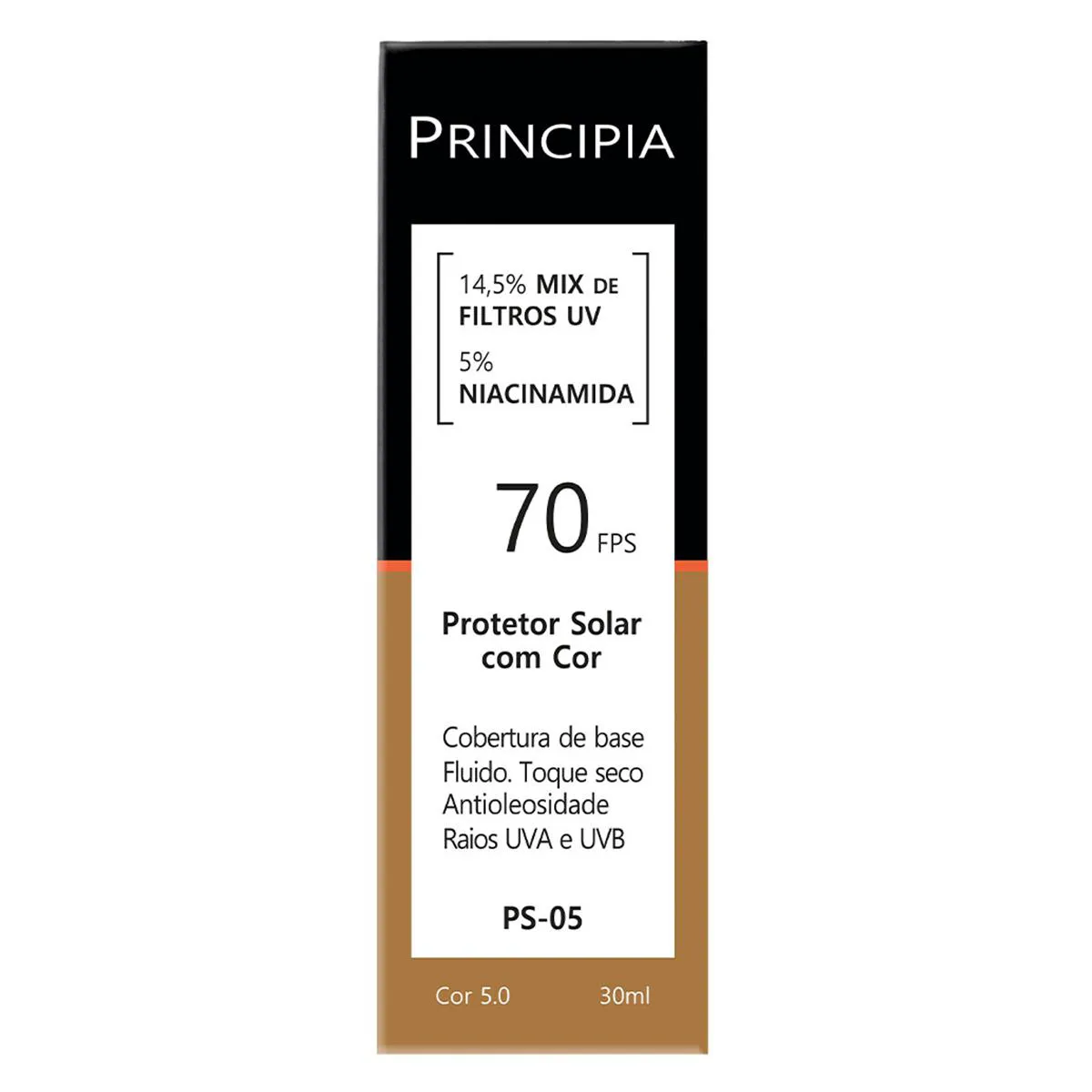 Protetor Solar Facial Principia Skincare PS-05 14,5% Mix de Filtros Uv + 5% Niacinamida FPS 70 Cor 5.0 30ml