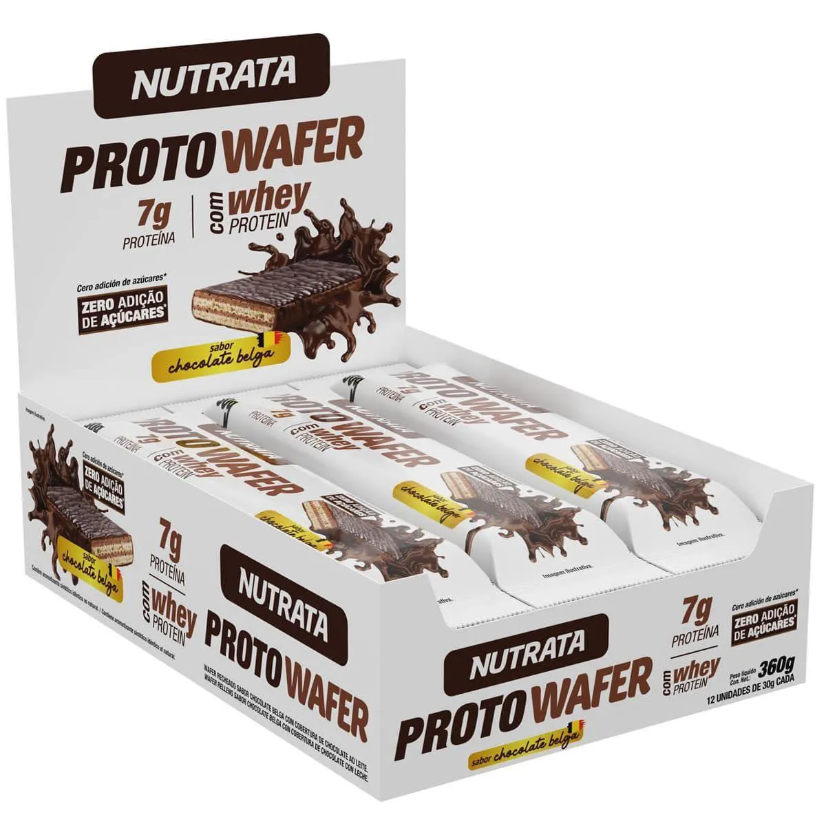 Proto Wafer – 12 Unidades de 30G Chocolate – Nutrata