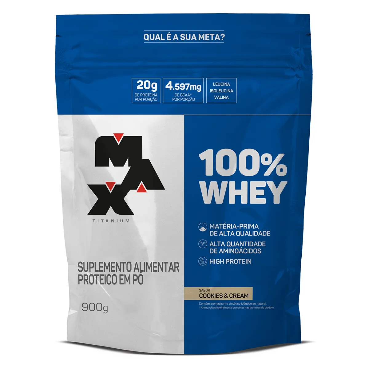 Refil Whey Protein Max Titanium 100% Whey Cookies & Cream 900g