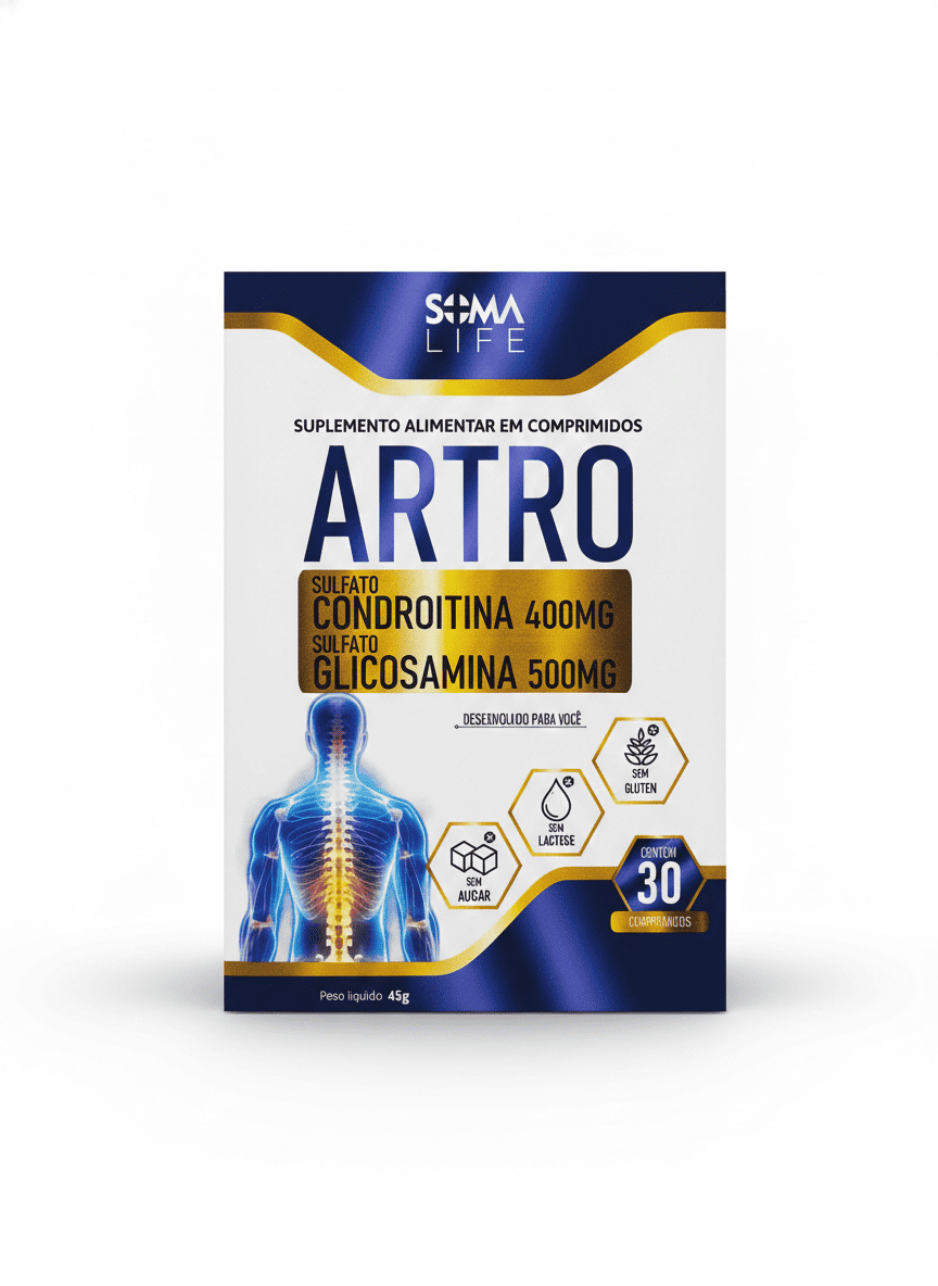 Suplemento Alimentar Condroitina 400mg + Glicosamina 500mg Soma Life Artro 30 Comprimidos
