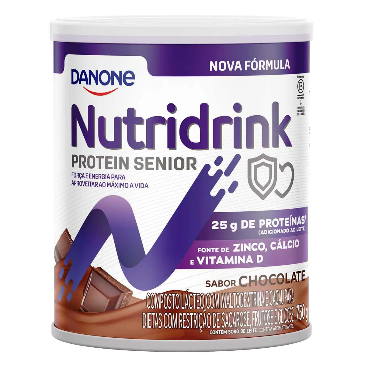 Suplemento Alimentar Nutridrink Protein Sênior Pó sabor Chocolate 750g