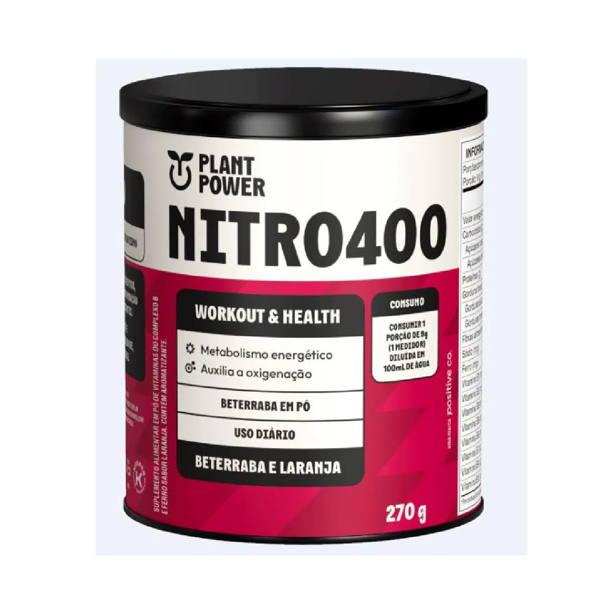 Suplemento Alimentar Plant Power Nitro400 Beterraba e Laranja 270g