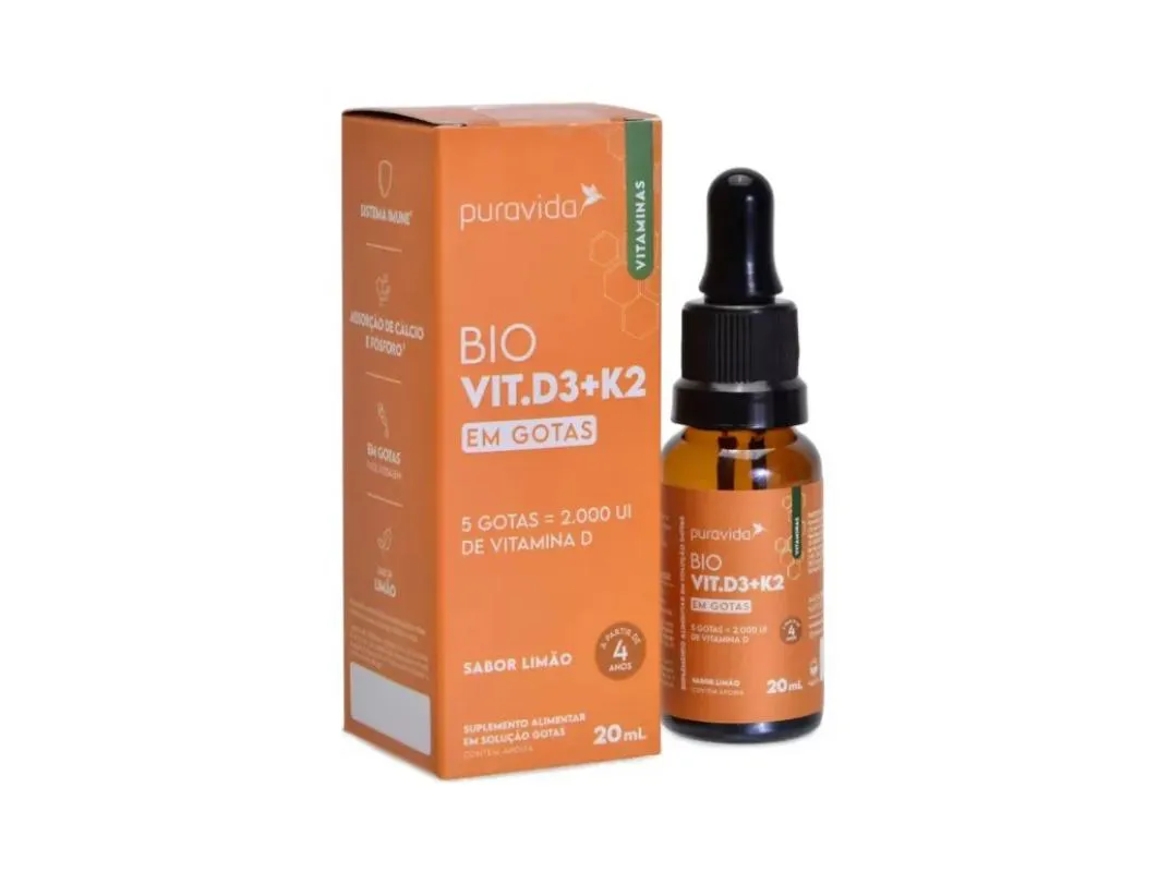 Suplemento Bio Vit.d3+k2 em Gotas Sabor Limão – Puravida