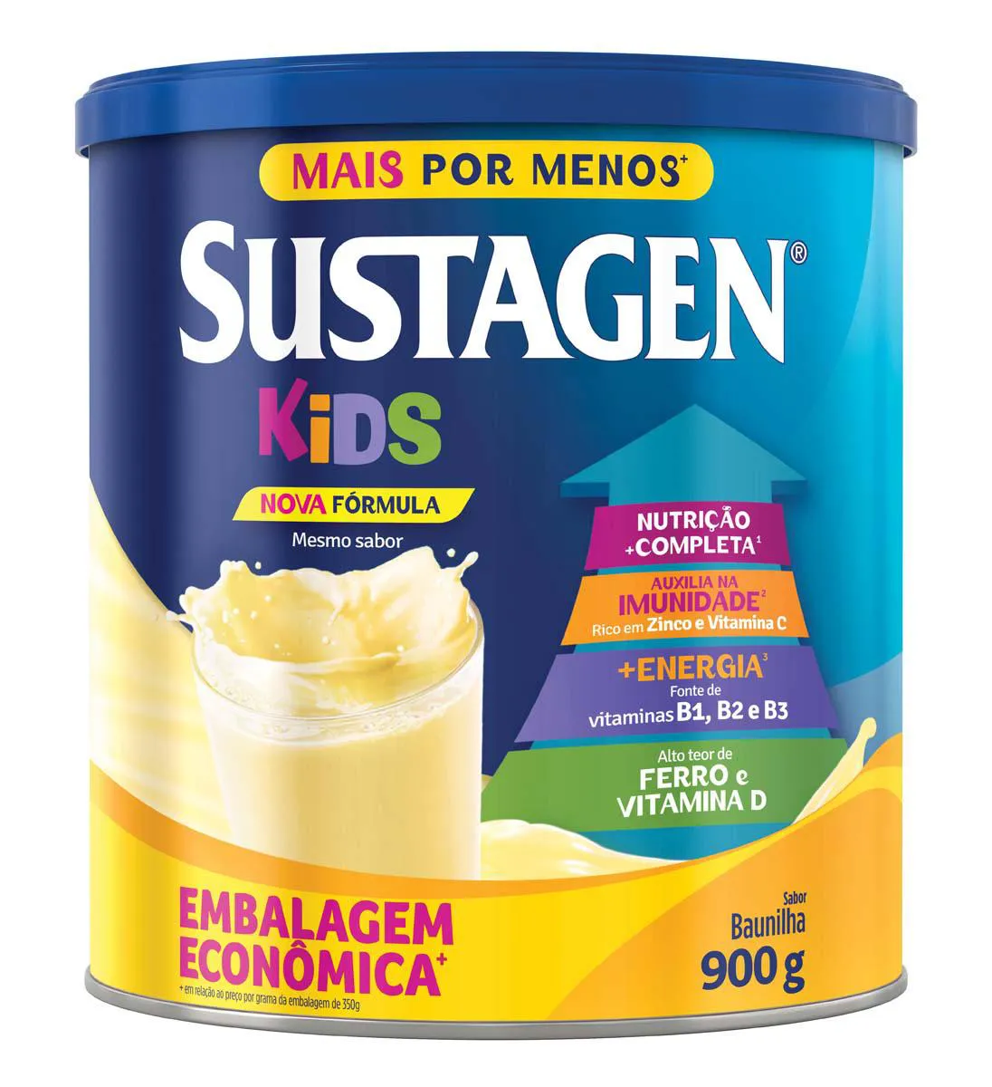 Suplemento Infantil Sustagen Kids a partir de 3 anos Baunilha 900g