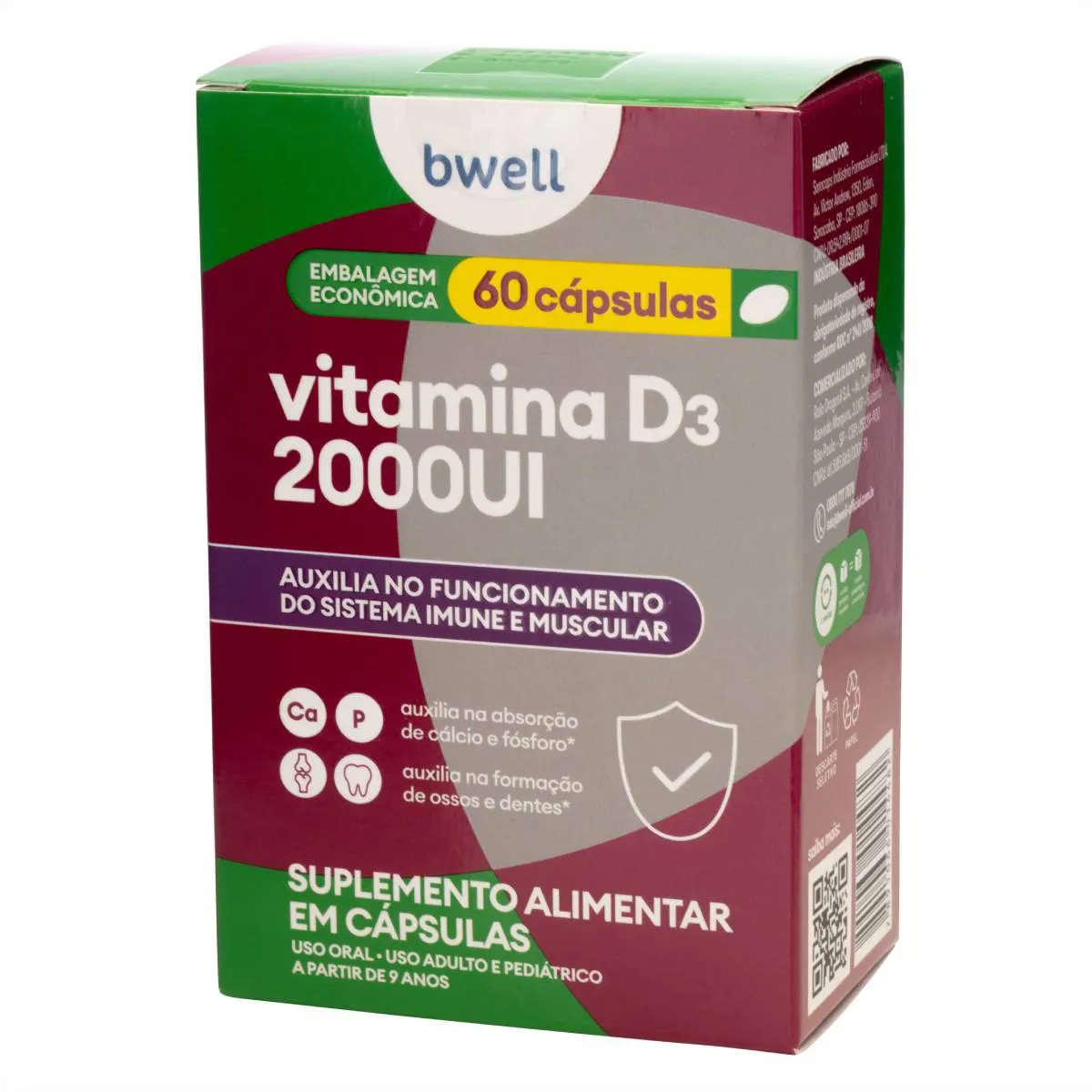 Vitamina D3 2.000UI bwell 60 cápsulas
