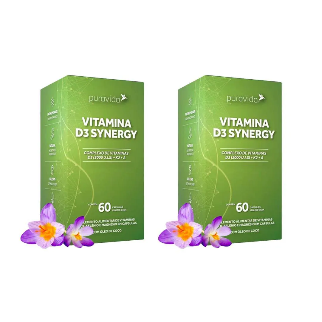 Vitamina D3 Synergy Kit com 2 – 60 Caps – Puravida