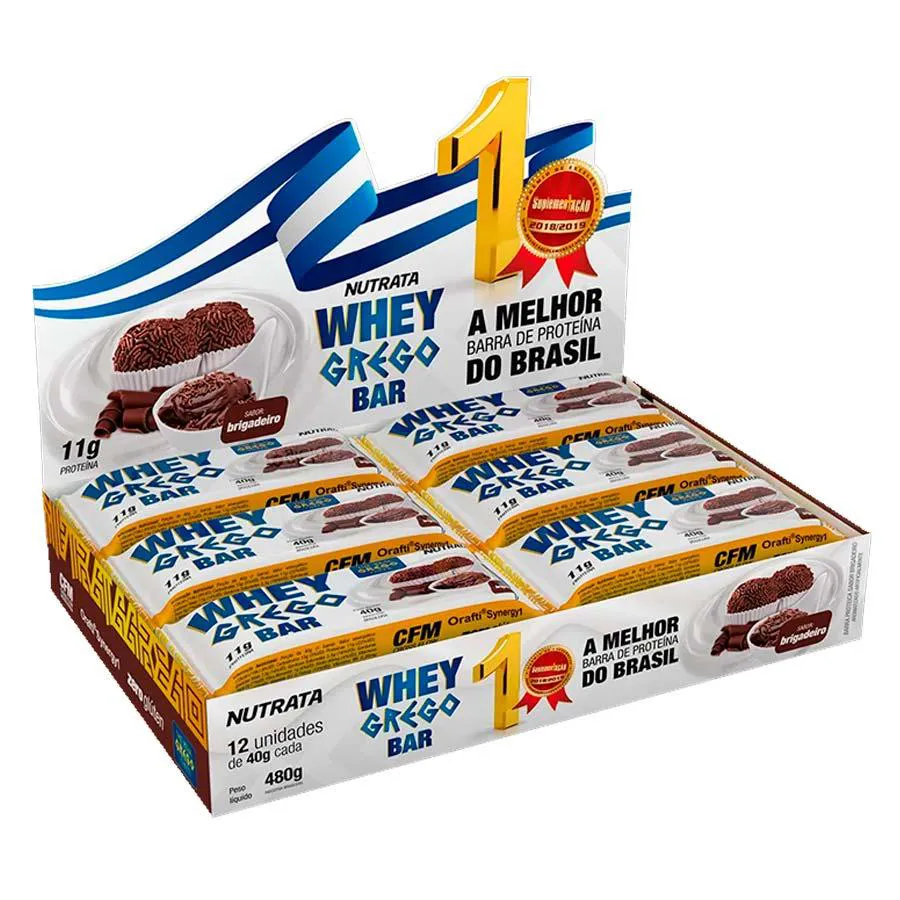 Whey Grego Bar Barrinha Sabor Brigadeiro Display C/ 12