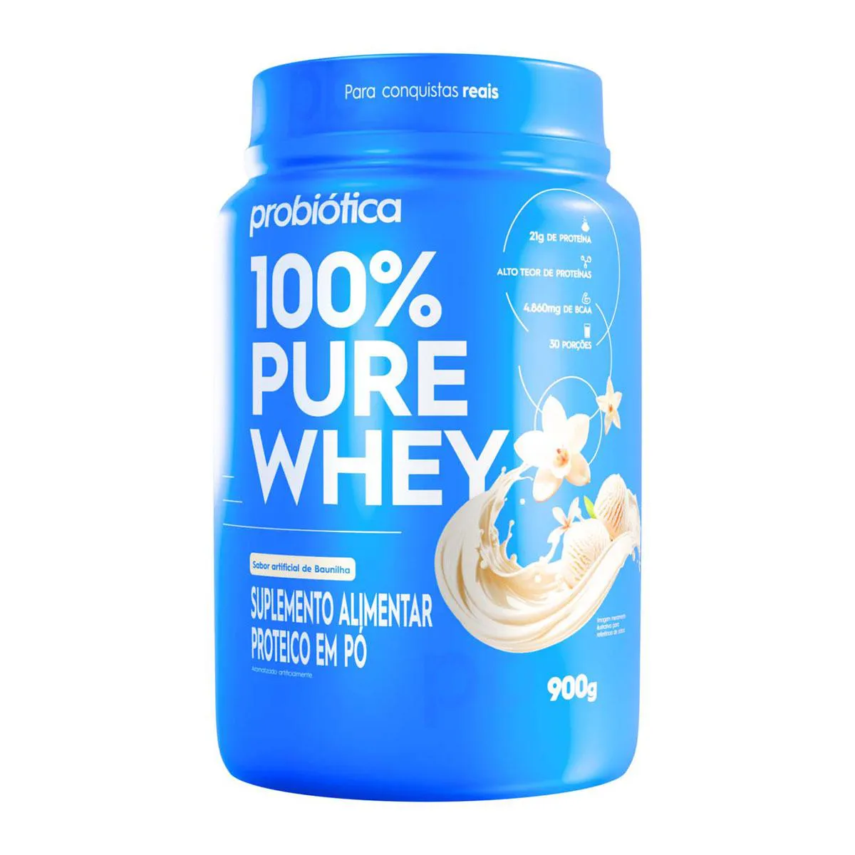 Whey Protein 100% Pure Whey Probiotica Baunilha 900g