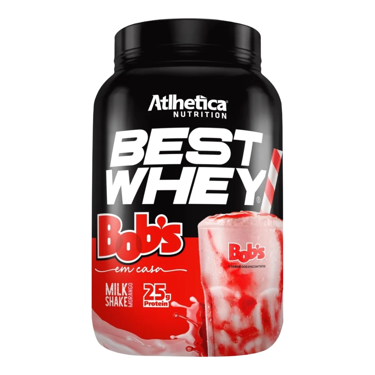 Whey Protein Best Whey Atlhetica Nutrition Milkshake de Morango Bob’s 900g