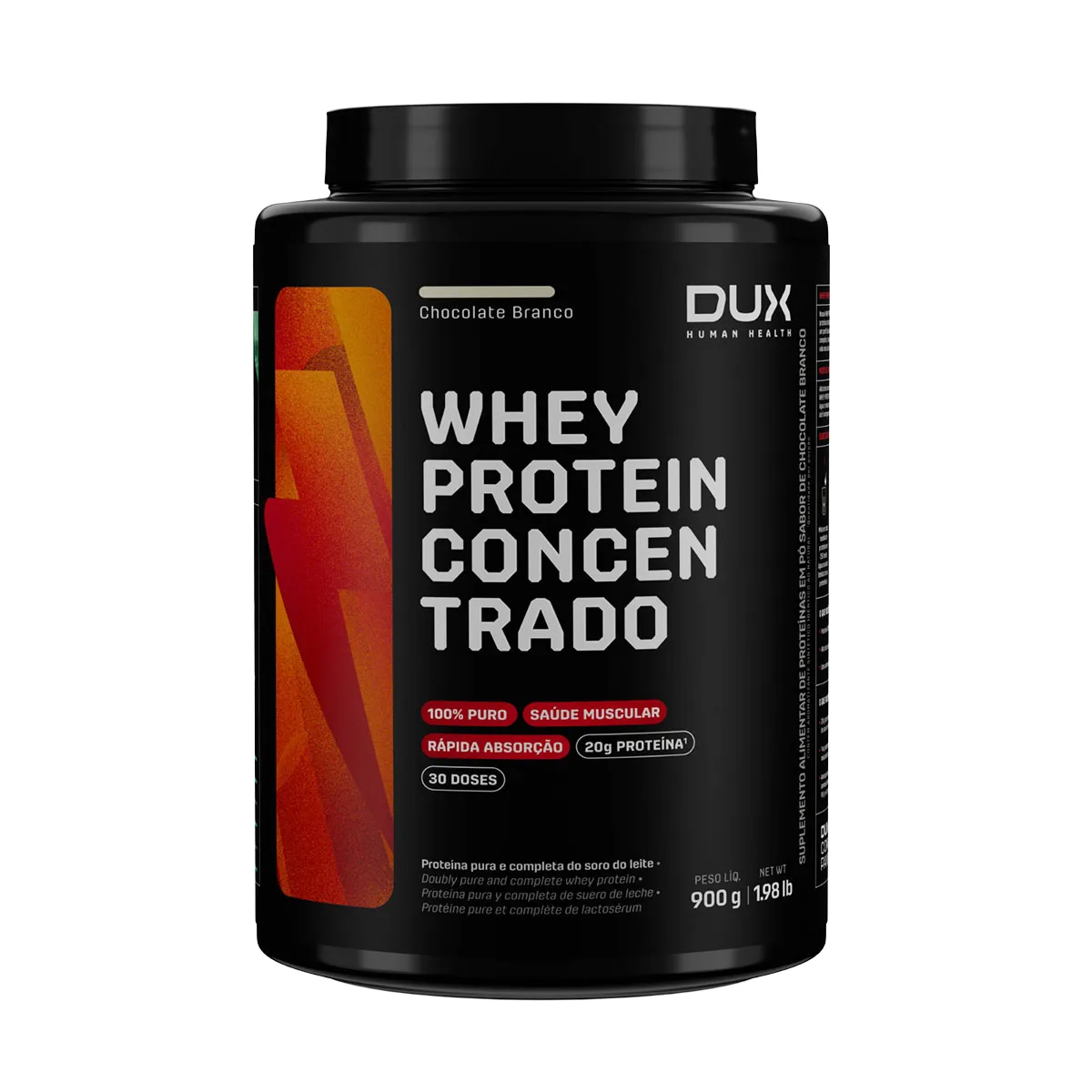 Whey Protein Concentrado Dux Chocolate Branco 900g