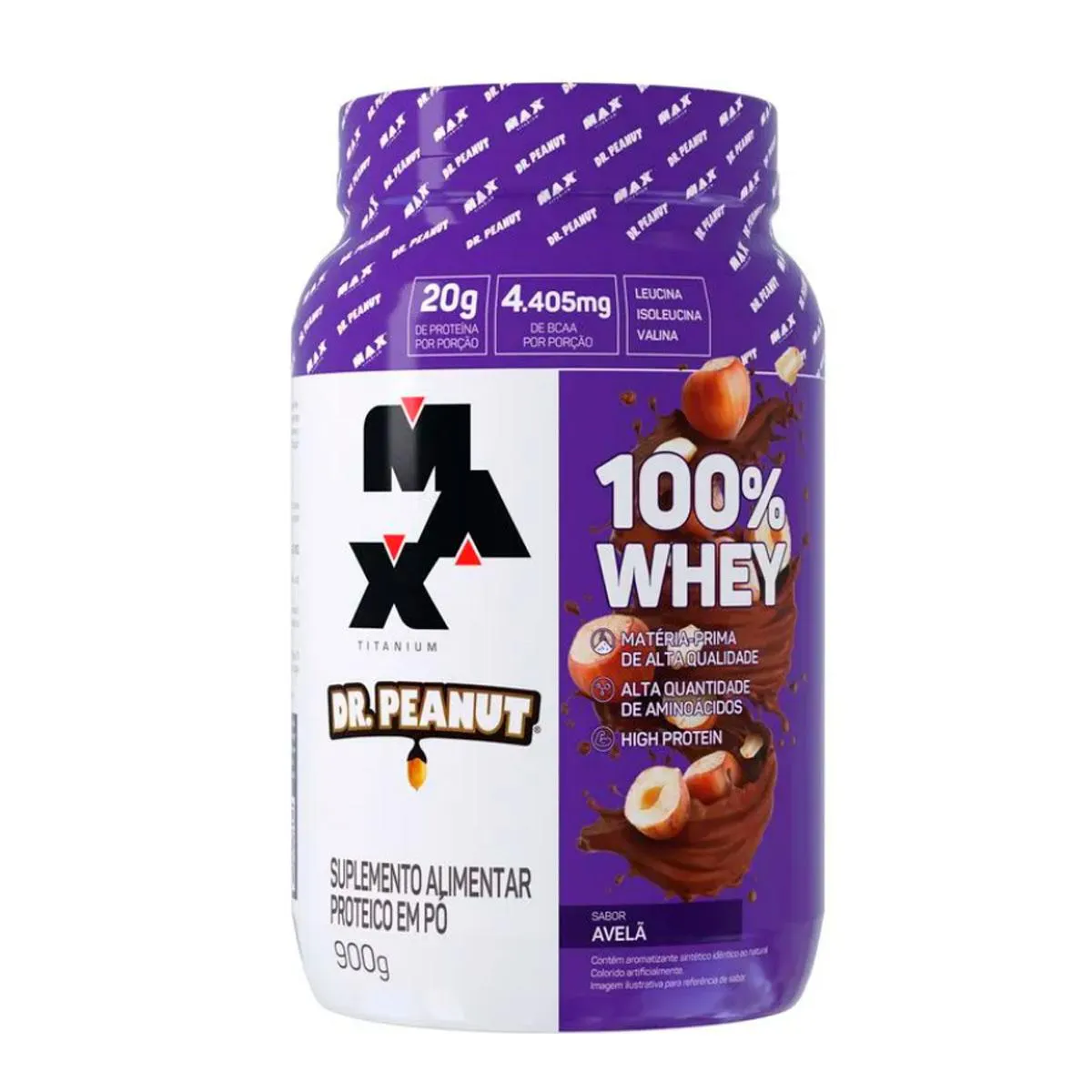 Whey Protein Max Titanium Dr. Peanut 100% Whey Avelã 900g