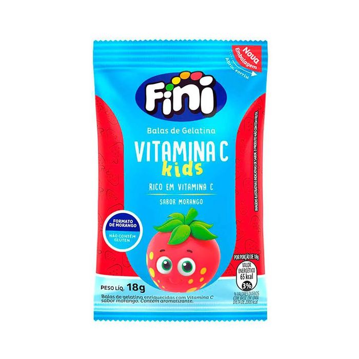 Bala de Gelatina Fini Vitamina C kids Morango 18g