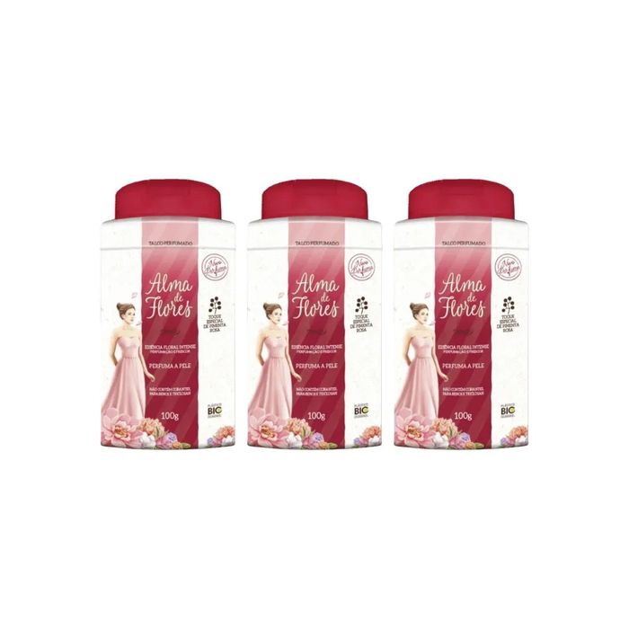 Talco Alma de Flores 100g Floral Intense - Kit C / 3un