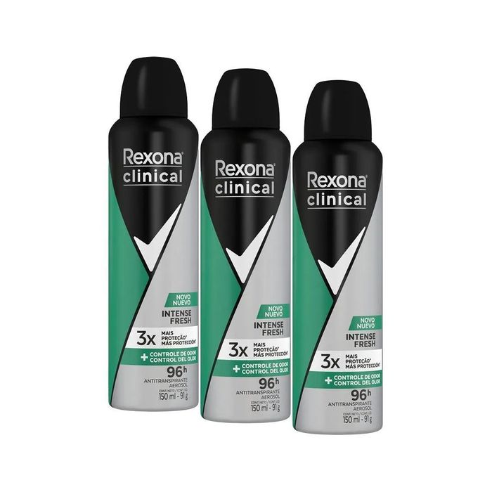 Kit 3 Desodorantes Rexona Clinical Intense Fresh 150ml