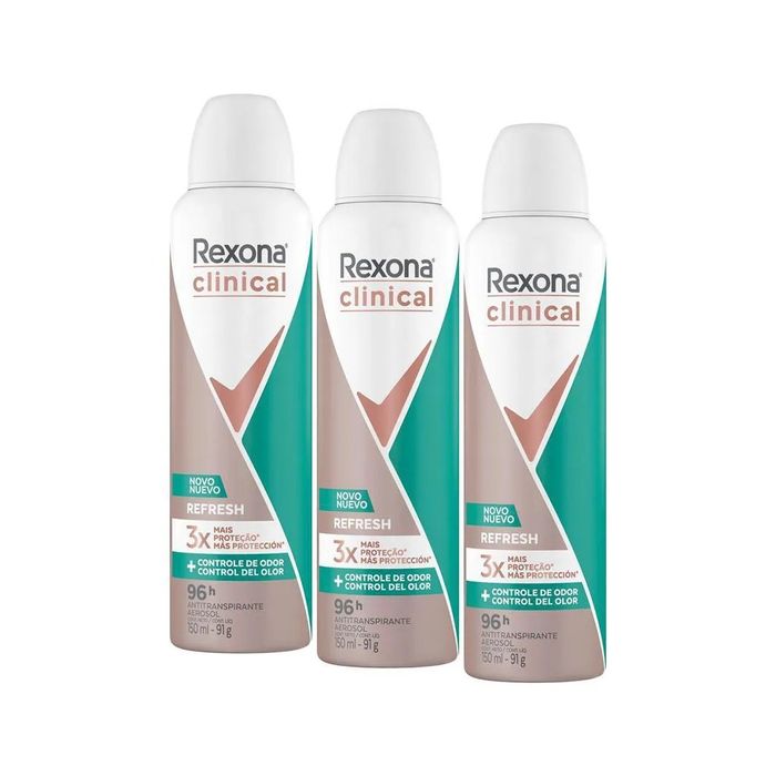 Kit 3 Desodorantes Rexona Clinical Refresh 150ml