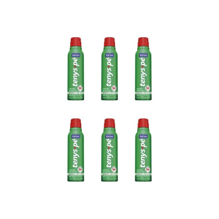 Talco Pes Tenys Pe Baruel Aerossol 150ml Seco Canforado - 6un