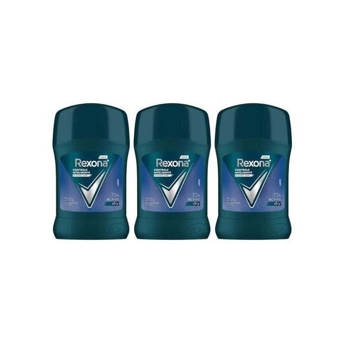 Desodorante Rexona Stick 45g Active Dry - Kit C / 3un