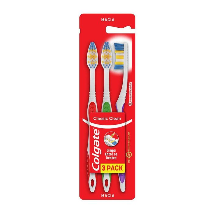 Escova de Dente Colgate Classic Clean 3 unidades