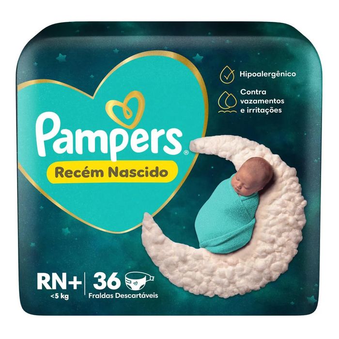 Fralda Pampers Proteção Insuperável Recém Nascido RN+ 36 unidades