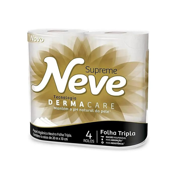 Papel Higiênico Neve Supreme Folha Tripla 4 rolos