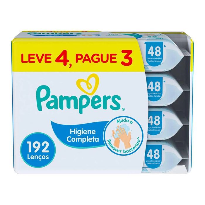 Kit Lenço Umedecido Pampers Higiene Completa 48 unidades 4 pacotes