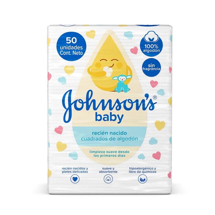 Algodao Quadrado Johnson ́s Baby Para Recem Nascidos Com 50 Unidades