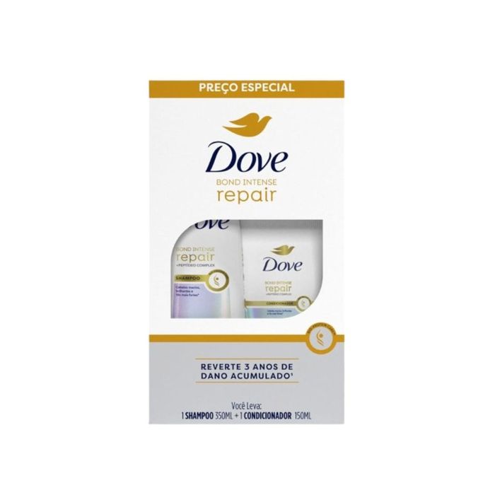 Kit Shampoo Dove Bond Intense Repair 350ml 1 Unidade + Condicionador Dove Bond Intense Repair 150ml 1 Unidade