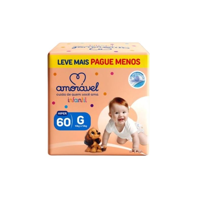 Fralda Amoravel Basic G 60 Unidades