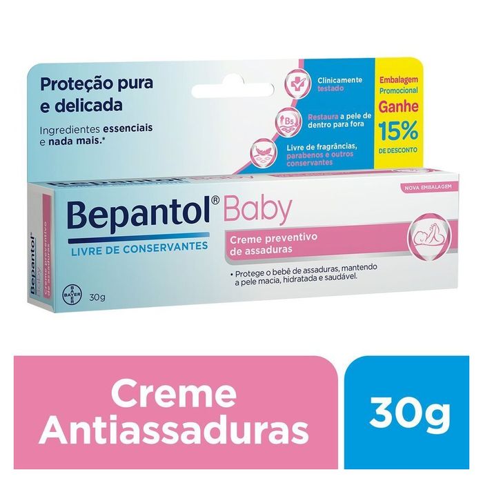 Pomada para Assadura Bepantol Baby com Pró-Vitamina B5 Sem Perfume Recém-Nascido 30g