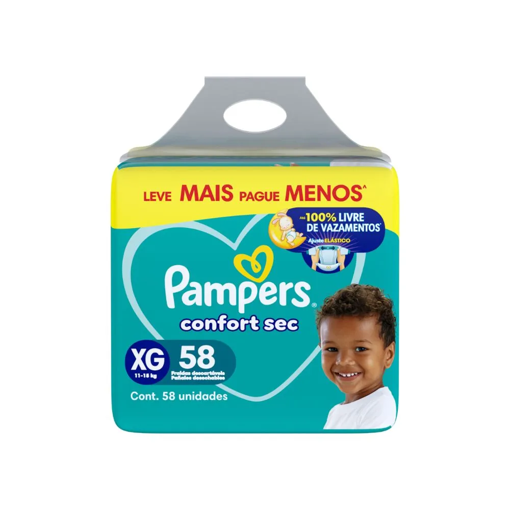 Fralda Pampers Confort Sec Xg Super Fortebag Com 58 Unidades