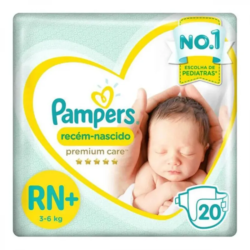 Fralda Pampers Premium Care Rn+ Até 6kg Com 20 Unidades