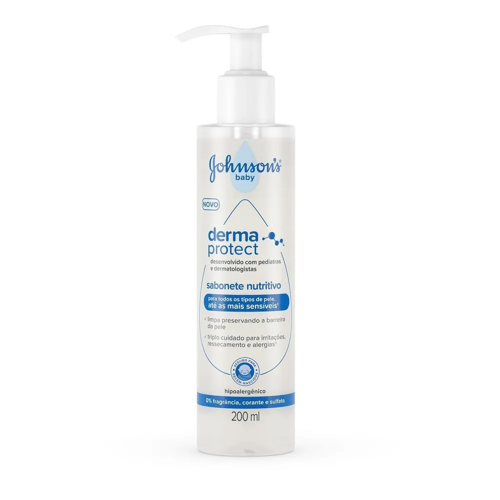 Sabonete Johnsons Baby Liquido Derma Protect 200ml Nutritivo Pump